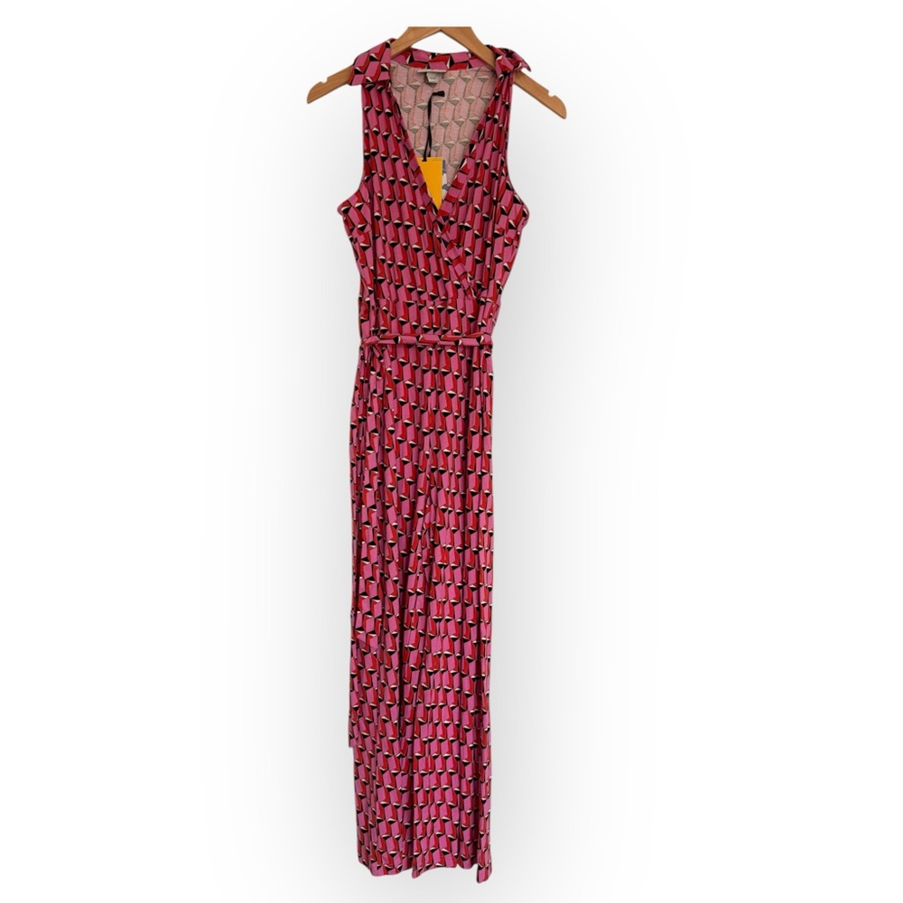 Diane von Furstenberg Geometric Wrap Jumpsuit – Size M (NWT)